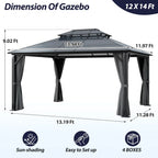 12' x 14' Hardtop Gazebo with Double Polycarbonate Roof,