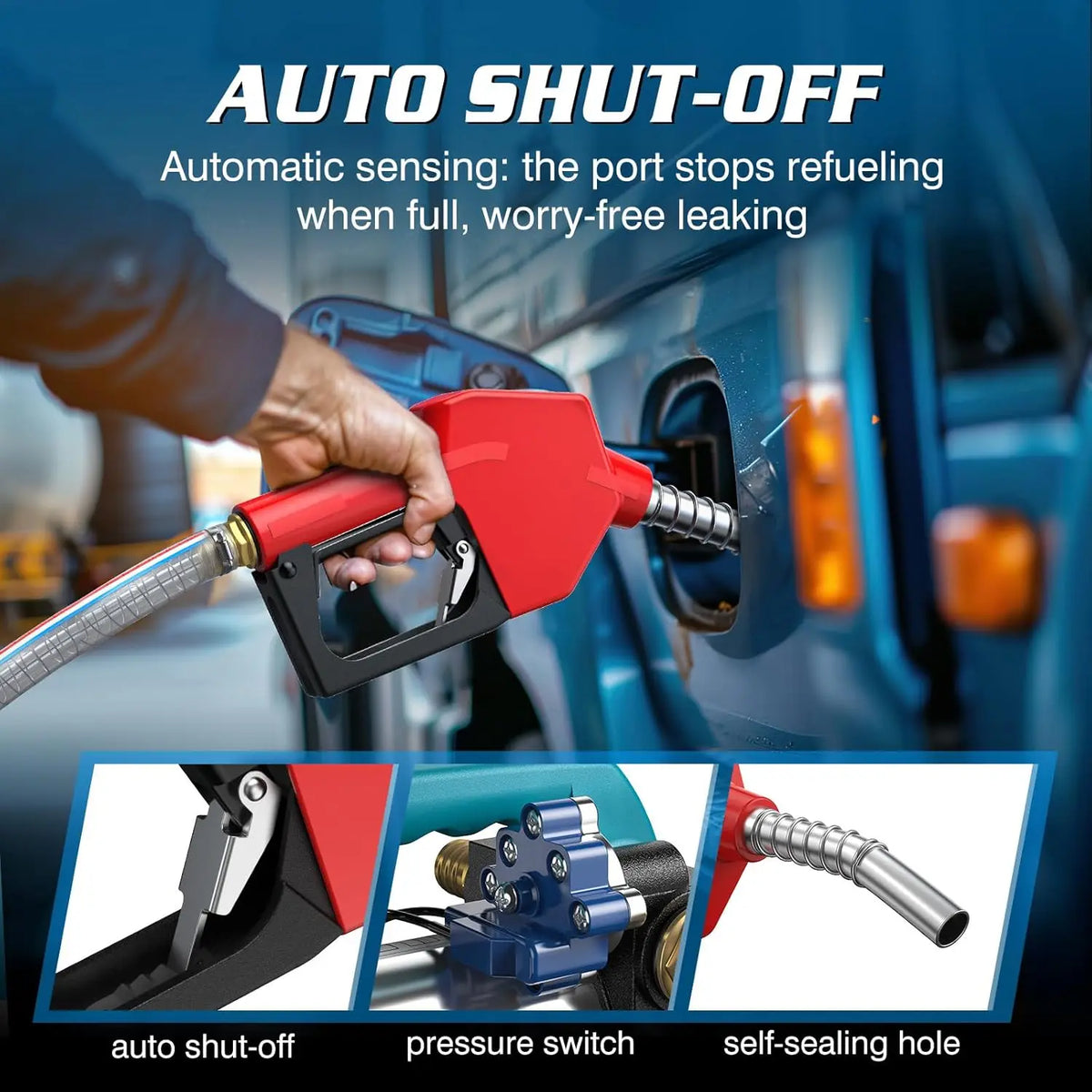 Fuel Transfer Pump for Diesel 21V Battery Powered 12GPM Portable Self-Priming Pump Automatic Stop