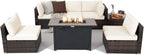 7 Piece Patio Furniture Set  Fire Pit