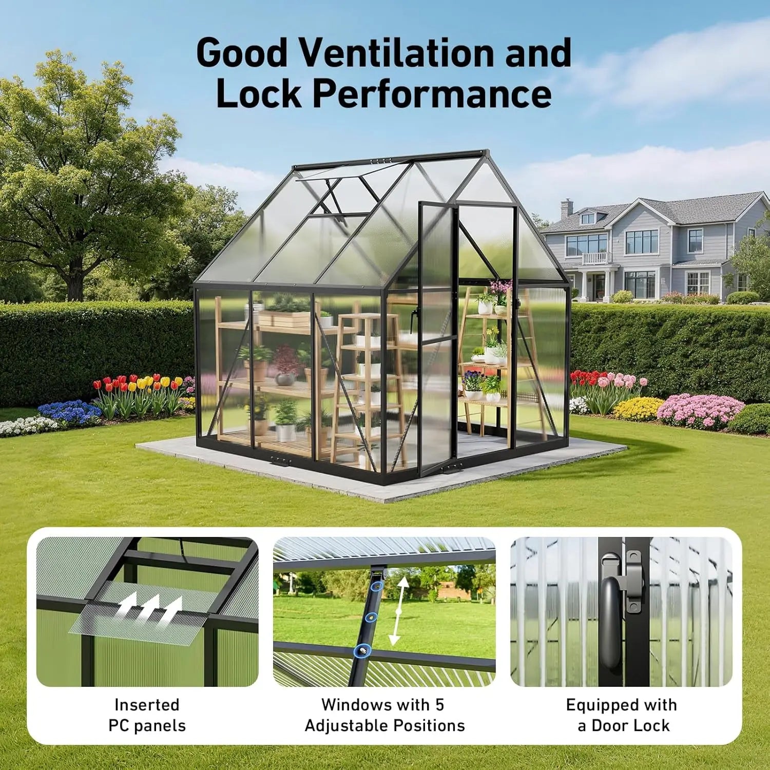6x6FT Walk-In Outdoor Greenhouse