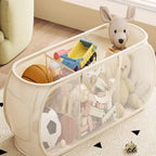 Foldable Mesh Toy Storage Basket, Large Breathable Mesh Laundry Hamper with Handles, Vertical & Horizontal Dual Styles Kids Toy