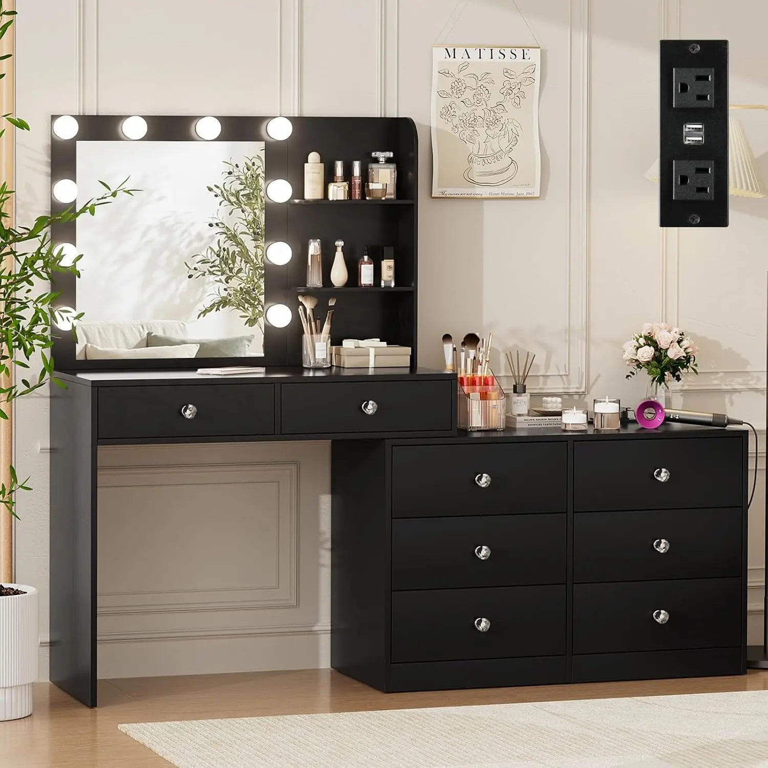 Makeup Vanity Desk 8 Drawers,