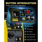 Gasless Flux Core/Gas MIG/Lift TIG/Stick Welder Synergic Control