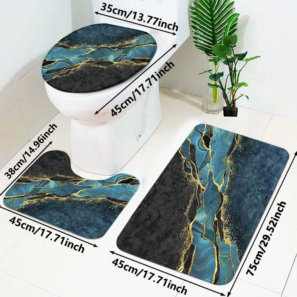 Blue Gold Marble Bathroom Set