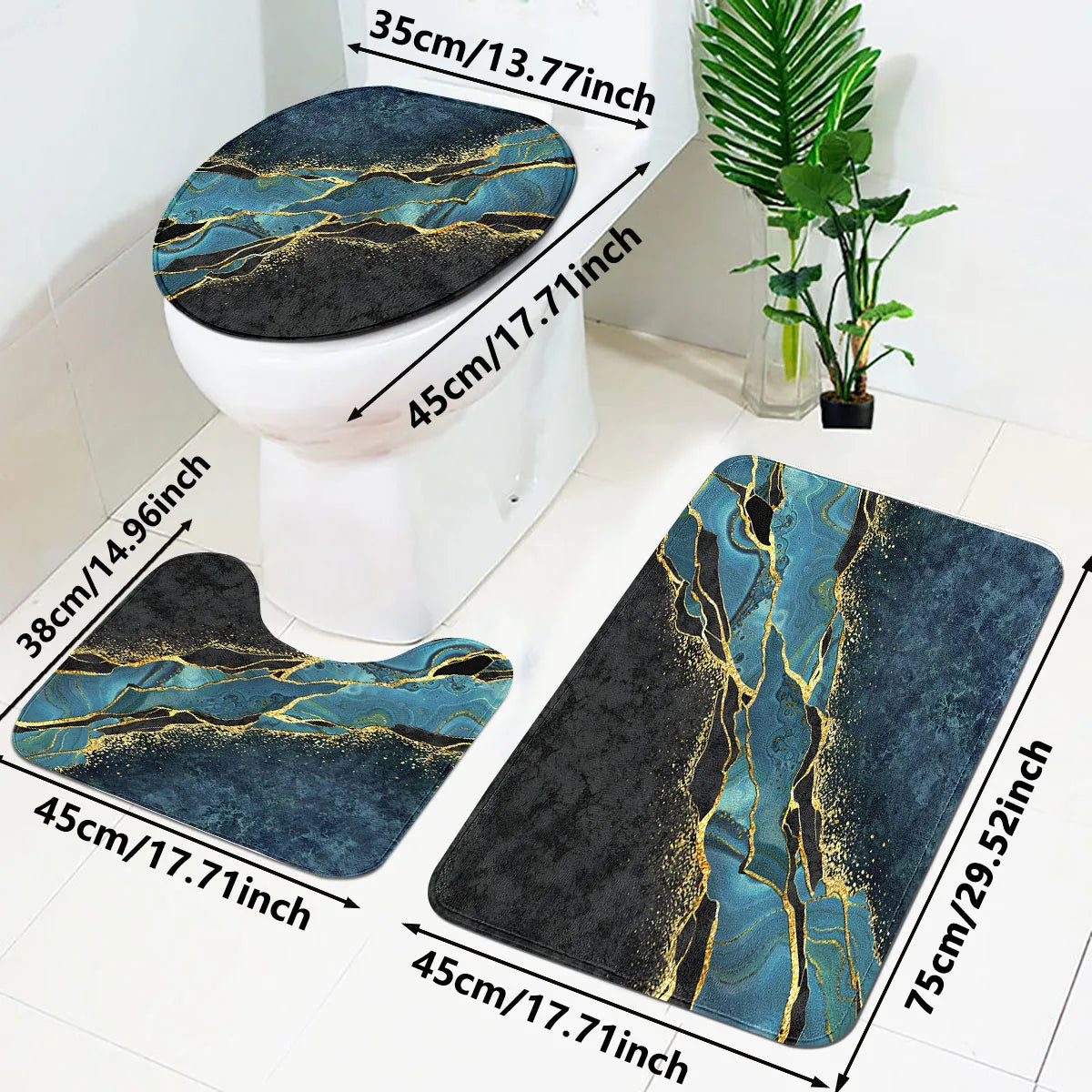Blue Gold Marble Bathroom Set