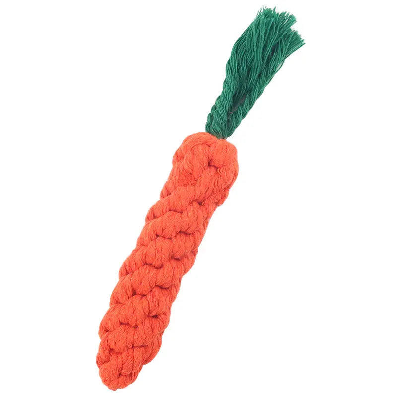 Safe Durable Carrot Dog Bite Rope Braided Chew Toy Resistant Puppy Molar Cleaning Cotton Teething Toy for Pets