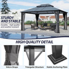 12' x 14' Hardtop Gazebo with Double Polycarbonate Roof,