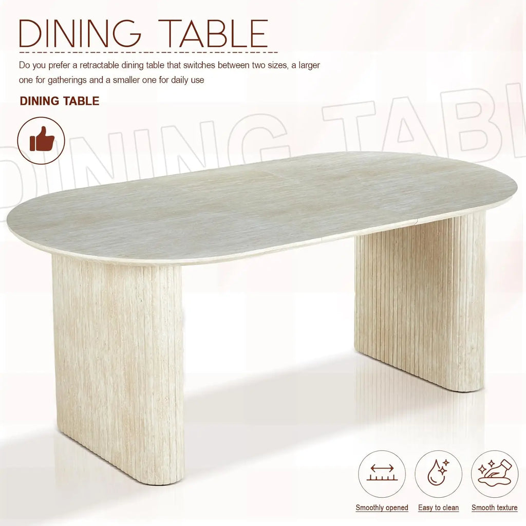Extendable Oval Wooden Dining Table