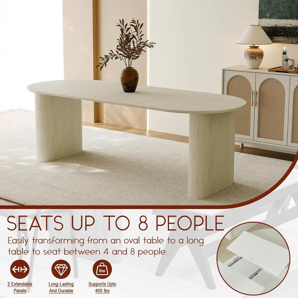 Extendable Oval Wooden Dining Table