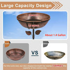 3" Deep Metal Bird Bath with Removable Bowl, Stable Stake for Garden Decor, Easy Clean