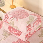 1pc Floral Style Warm Bedspread Fleece Blanket