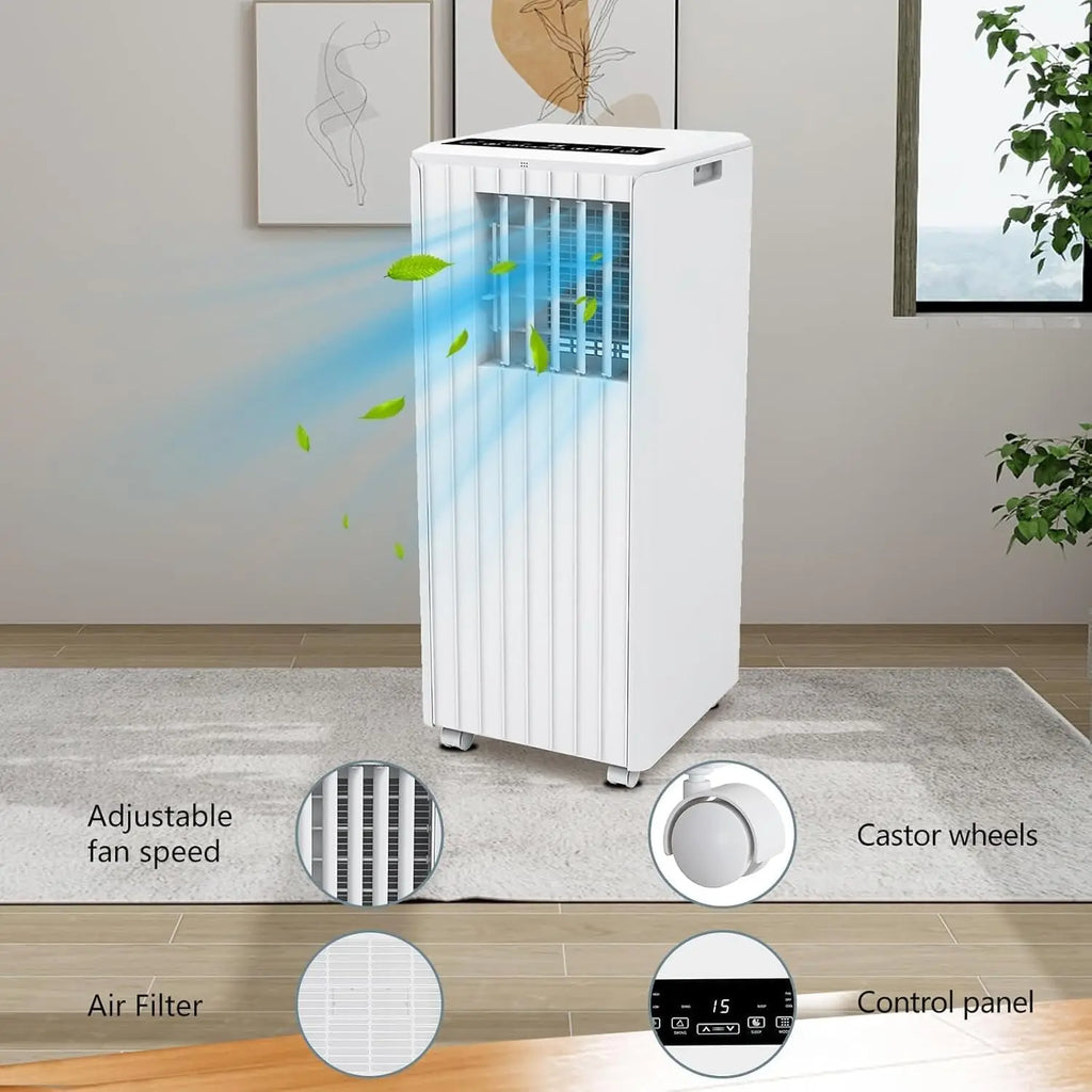 8000 BTU Portable Air Conditioner, 3-In-1 Cooling, Dehumidifier & Fan for 350 Sq. Ft Rooms,