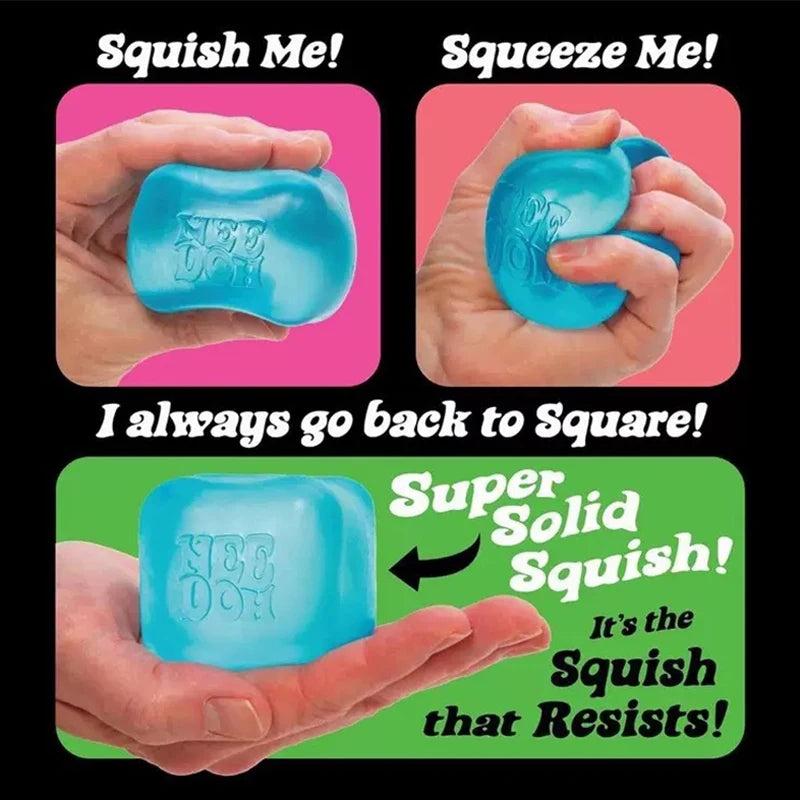 DC Schylling Needoh Nice Sensory Squeezing Toy Cube for Stress relief and Fingertip Release Toy for Pinching and Playing