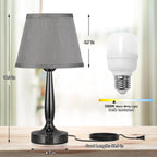 Touch Table Lamp with USB C Charging, 3-Way Dimmable Nightstand Light for Bedroom and Office, LED Bulb Included