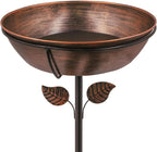 3" Deep Metal Bird Bath with Removable Bowl, Stable Stake for Garden Decor, Easy Clean