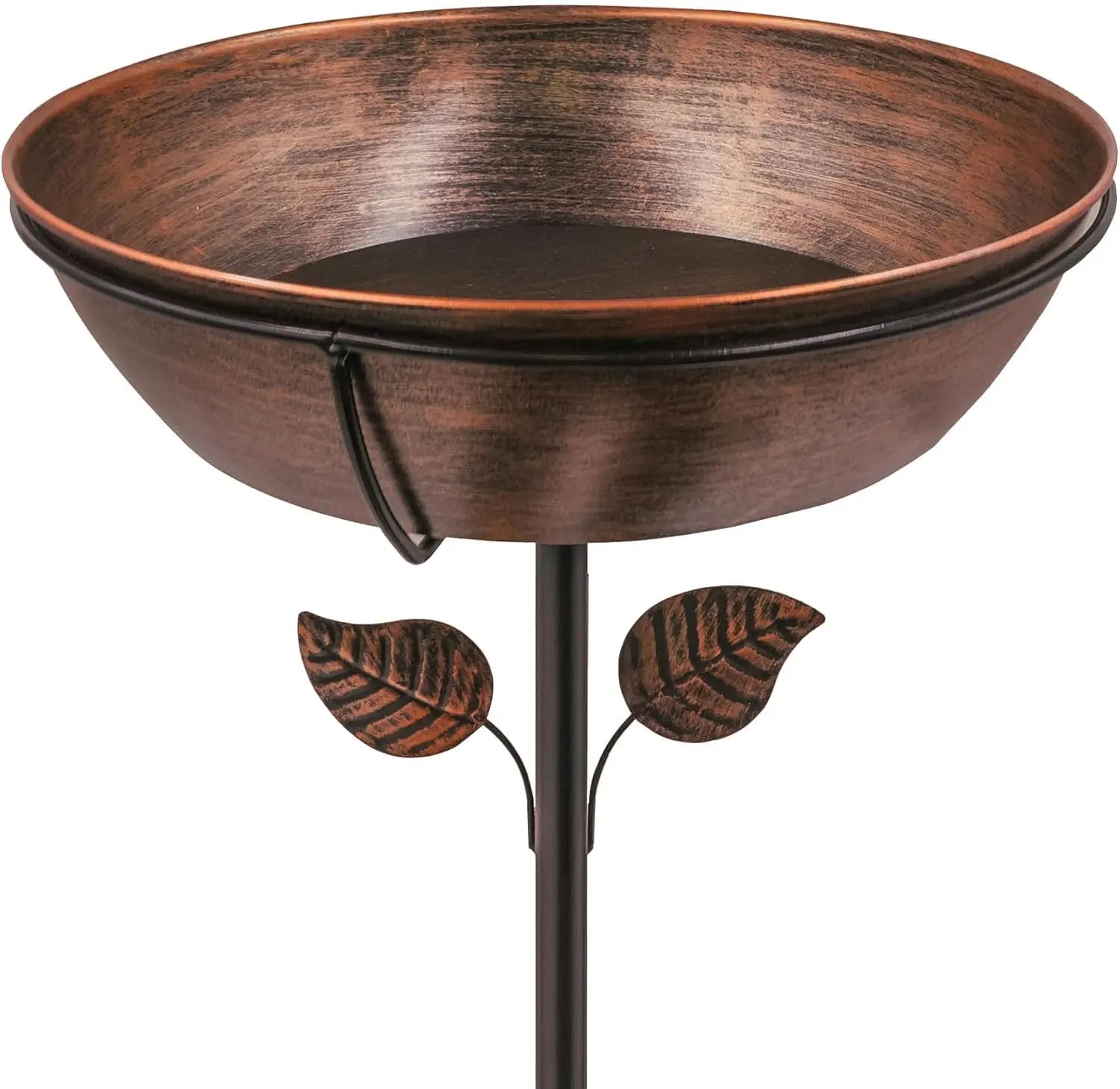 3" Deep Metal Bird Bath with Removable Bowl, Stable Stake for Garden Decor, Easy Clean