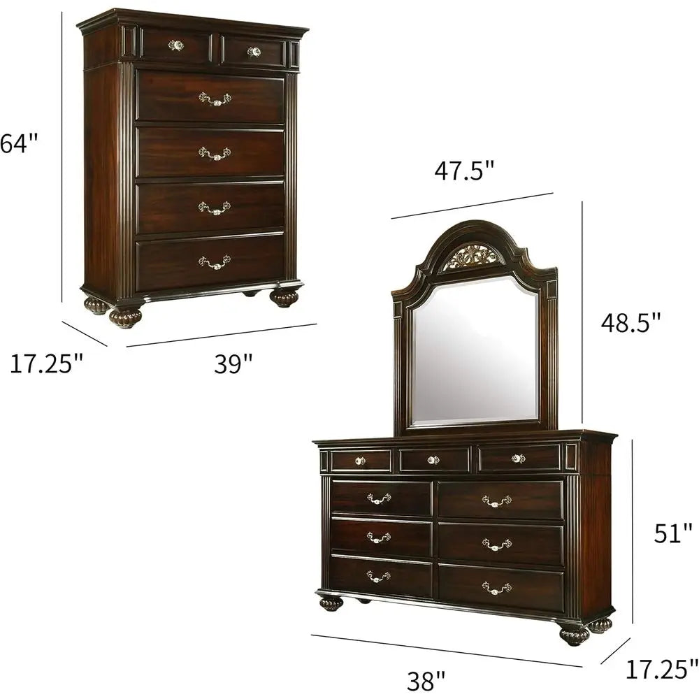 Solid Walnut 6 Piece Bedroom Set