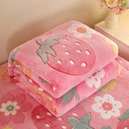 1pc Floral Style Warm Bedspread Fleece Blanket