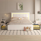 Bed Frame  4 Storage Drawers LED Bed Type-C&USB