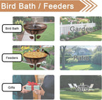 3" Deep Metal Bird Bath with Removable Bowl, Stable Stake for Garden Decor, Easy Clean