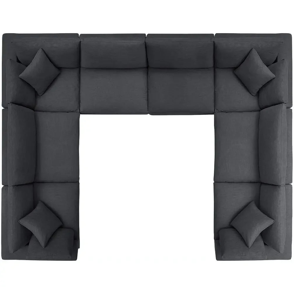 Gray 8-Piece Sectional Sofa Set with Oversized Cushions
