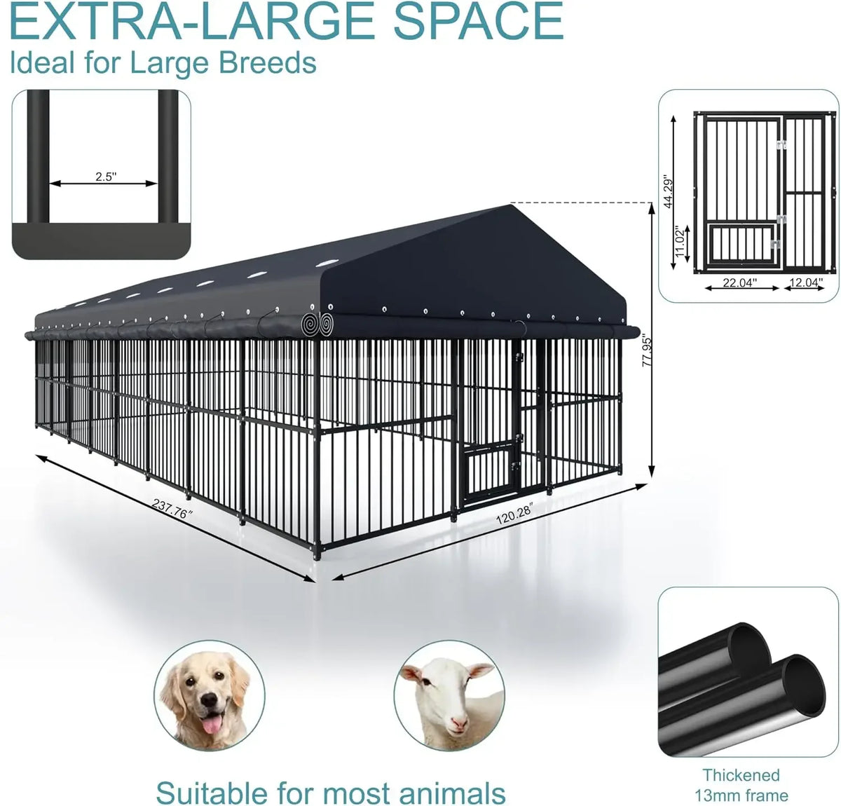 10x20x6.5 FT Large Dog Kennel,