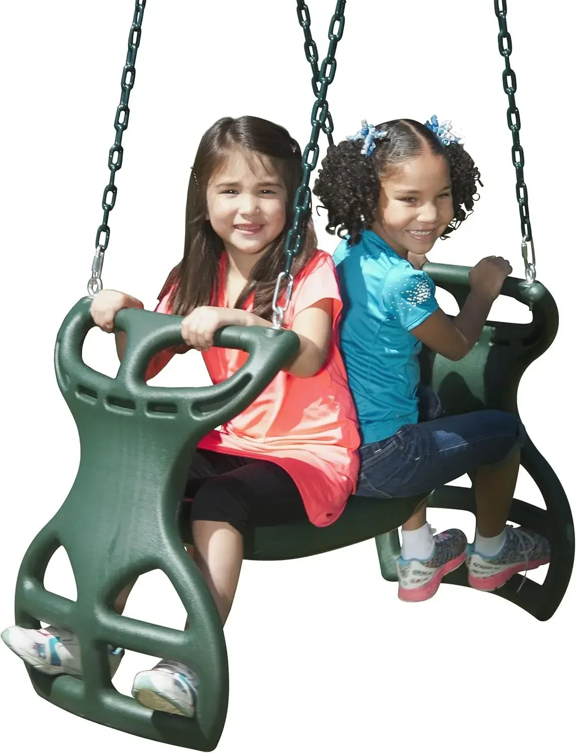 Two Swings, Slide, Monkey Bars, Picnic Table & Glider, Green