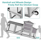 Chicken Coop, Mobile Chicken House with Wheels, Outdoor Hen House Poultry Cage with Nesting Box, Leakproof Pull Out Tray and UV-