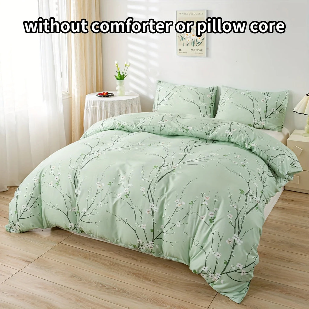 Dolin Plum Blossom Print Three-Piece Quilt Cover Set,