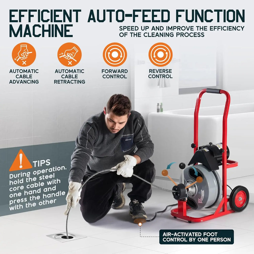 100 FT x 1/2 inch Electric Drain Cleaner
