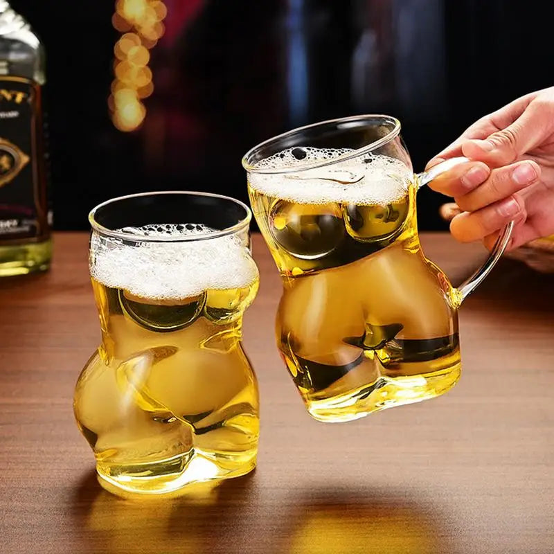 Glass Beer Mug creative Women Body Shaped