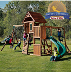 Two Swings, Slide, Monkey Bars, Picnic Table & Glider, Green