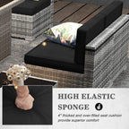 8-Piece Wicker Set Propane Fire Pit Table