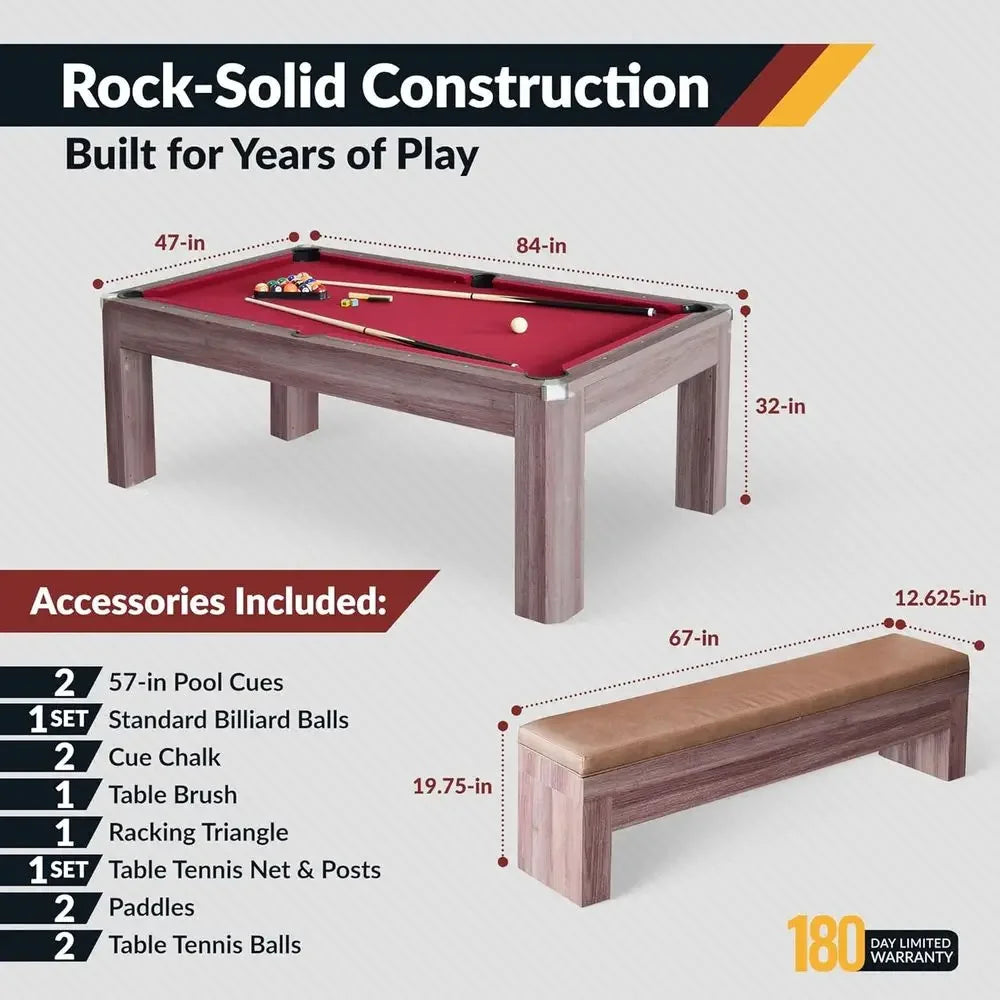 Bench-Included Billiards Table Combo Set