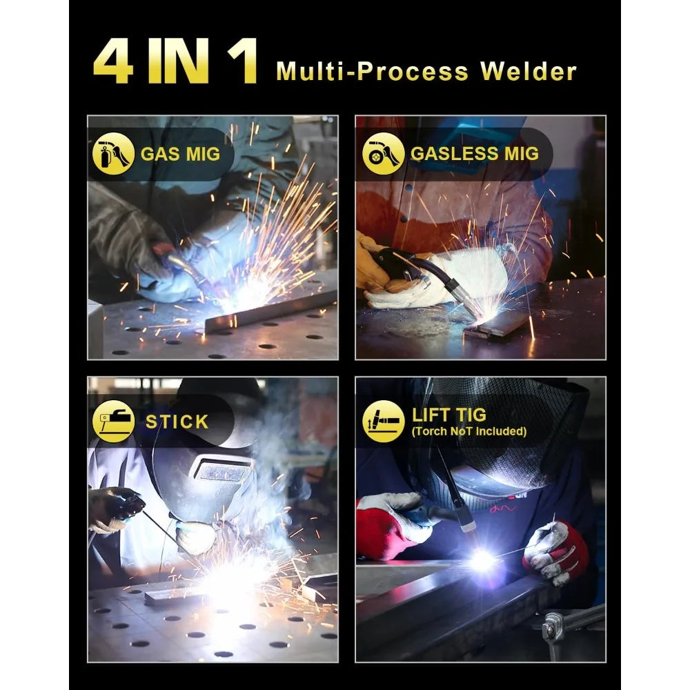 Gasless Flux Core/Gas MIG/Lift TIG/Stick Welder Synergic Control