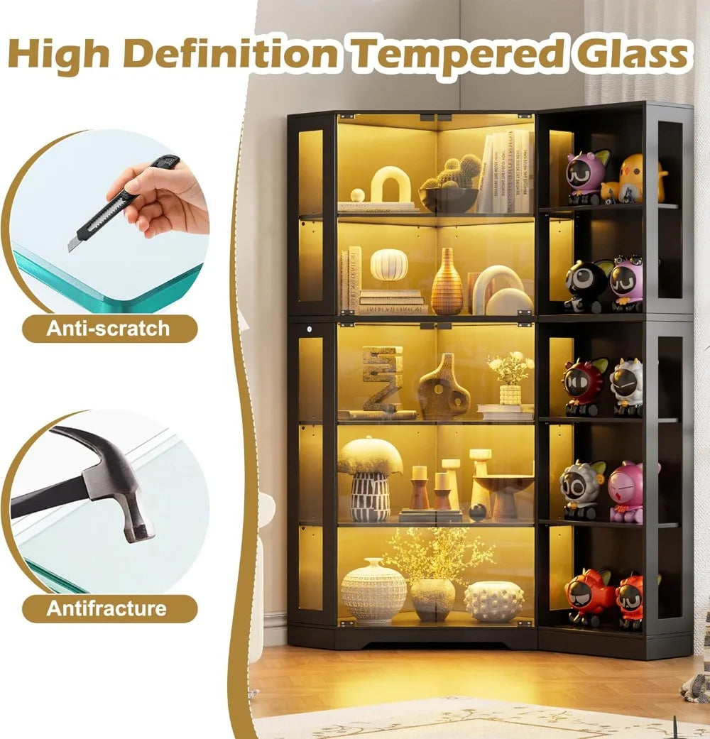 Cabinet with LED Lights, Glass Doors