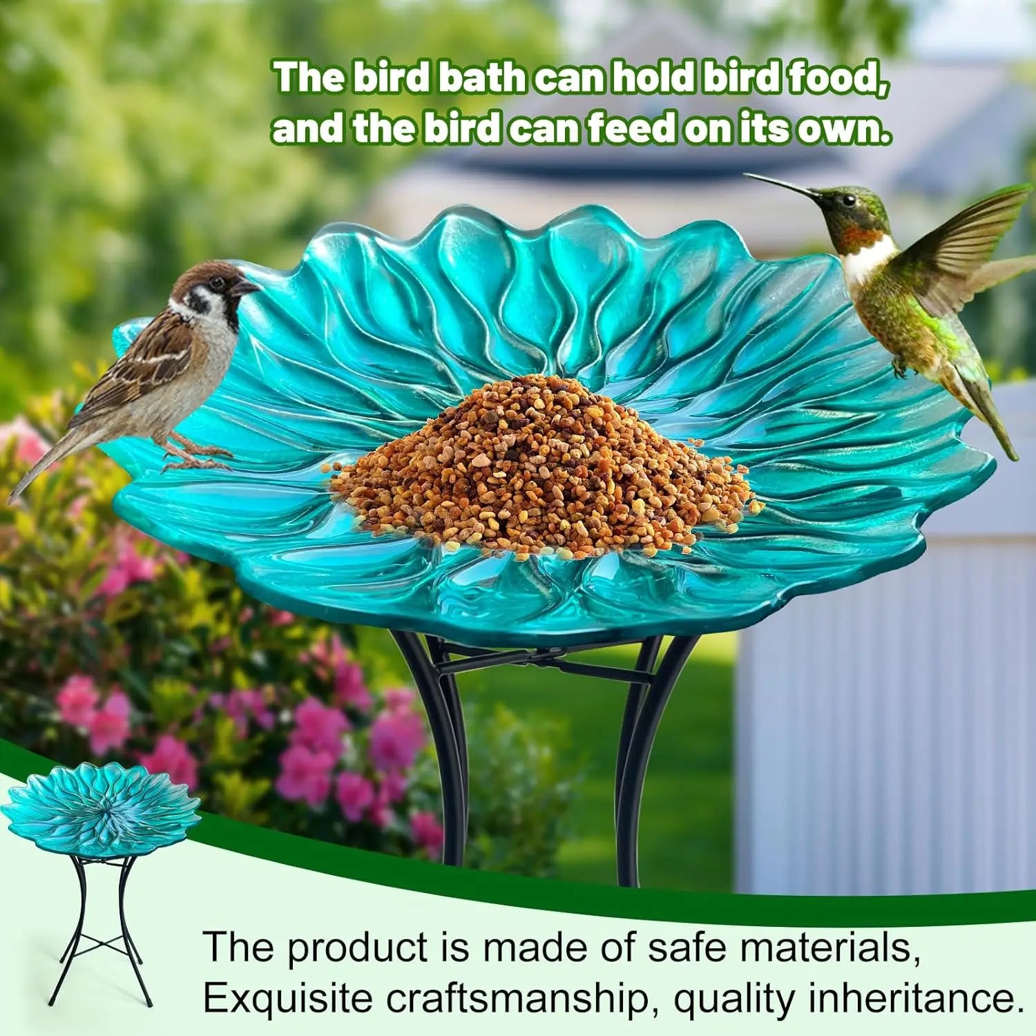 Large Glass Bird Bath