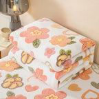 1pc Floral Style Warm Bedspread Fleece Blanket