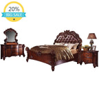 Bed, Nightstand, Dresser, and Mirror
