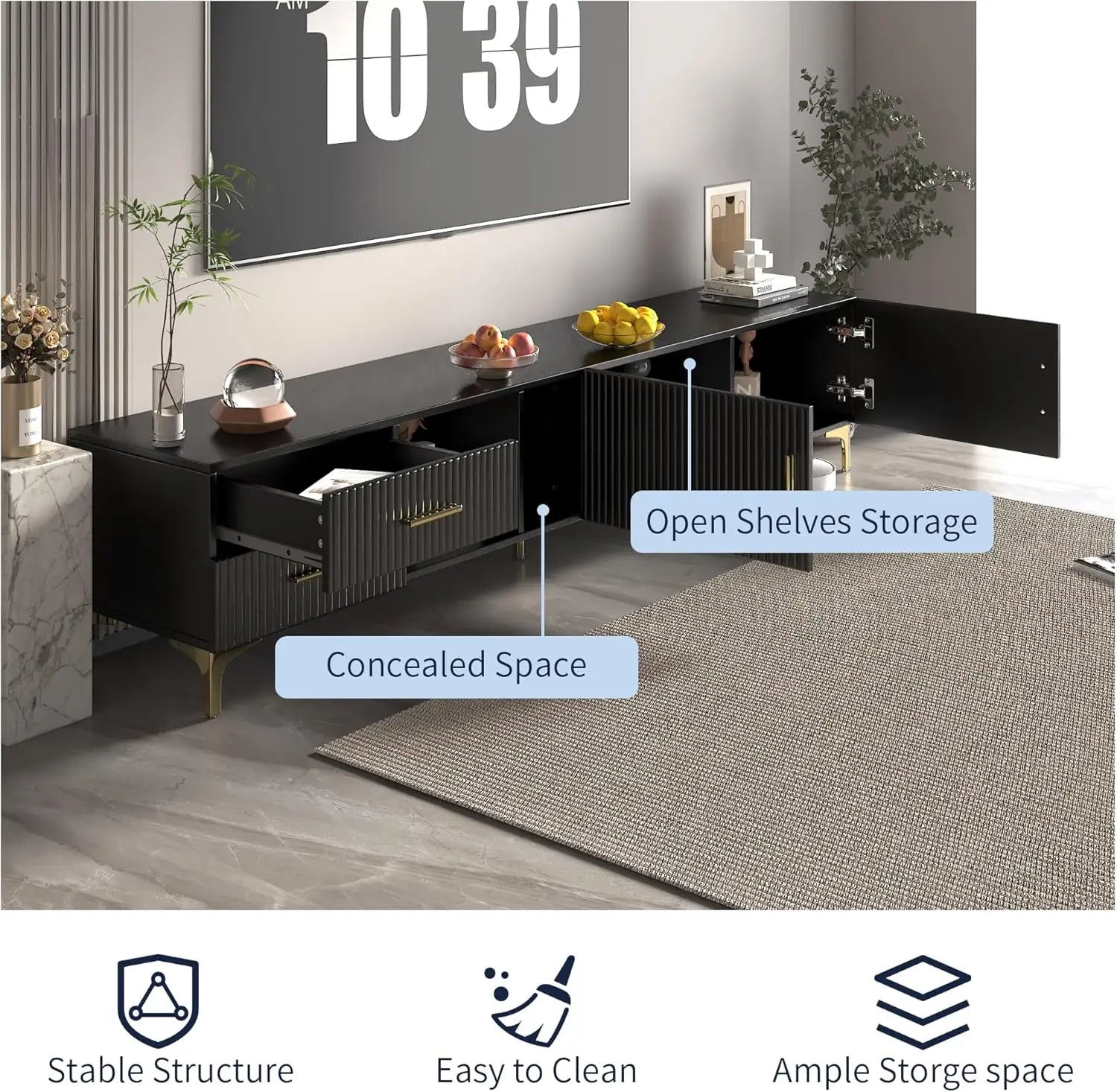 70" Fluted TV Stand for TVs Up to 80",