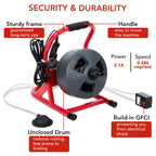 50Ft x 5/16 Inch Drain Cleaner Machine, Drain Auger Professional for 3/4 to 3 Inch Pipes, Foot Switch Drain Auger Cleaner Sewer