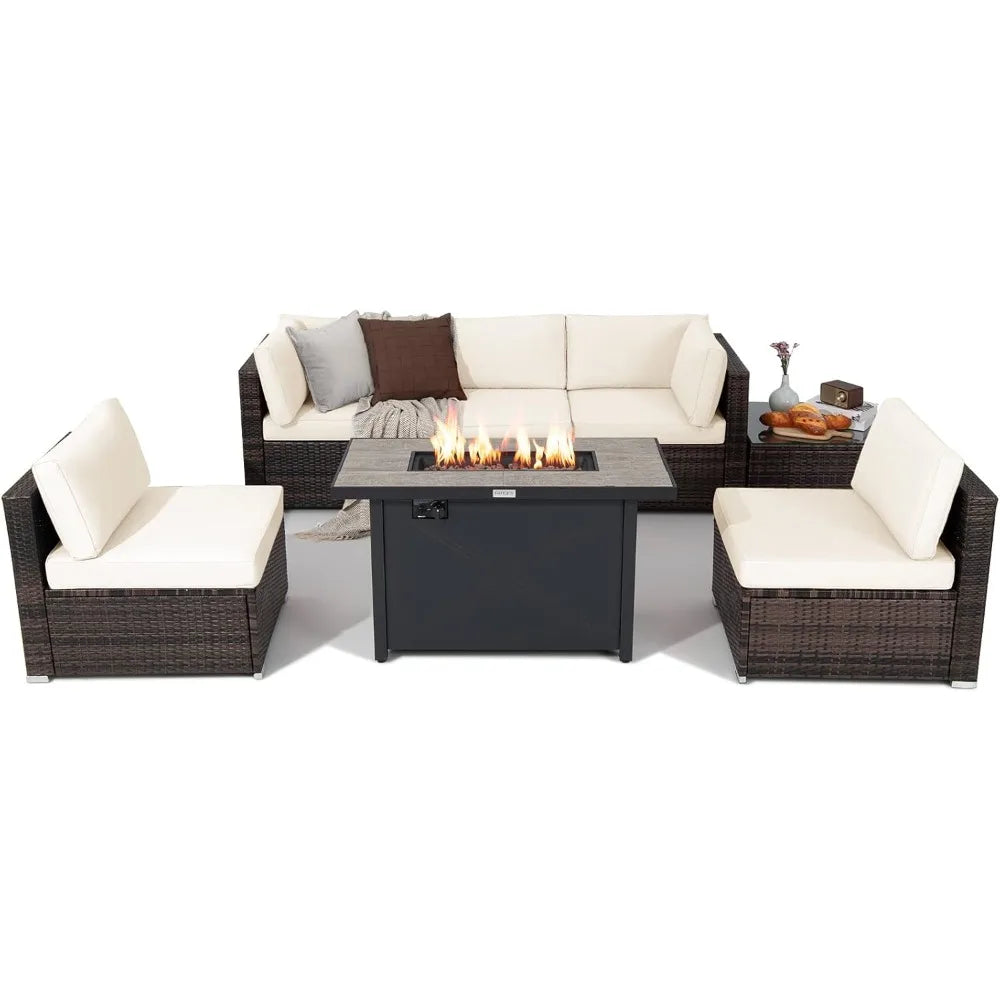 7 Piece Patio Furniture Set  Fire Pit