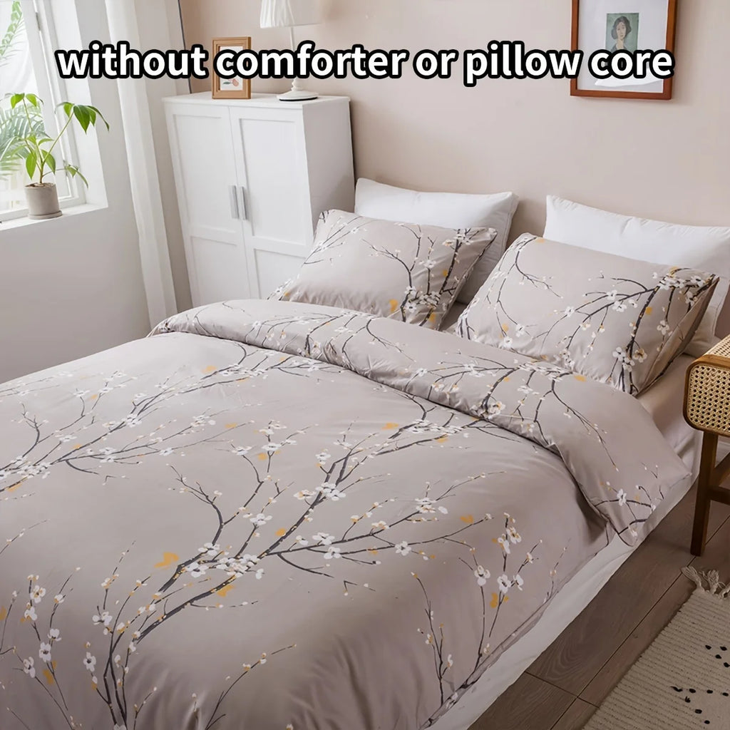 Dolin Plum Blossom Print Three-Piece Quilt Cover Set,