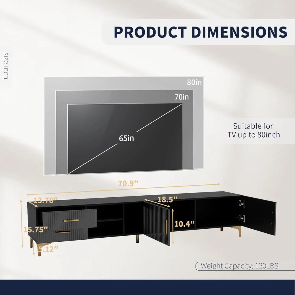 70" Fluted TV Stand for TVs Up to 80",