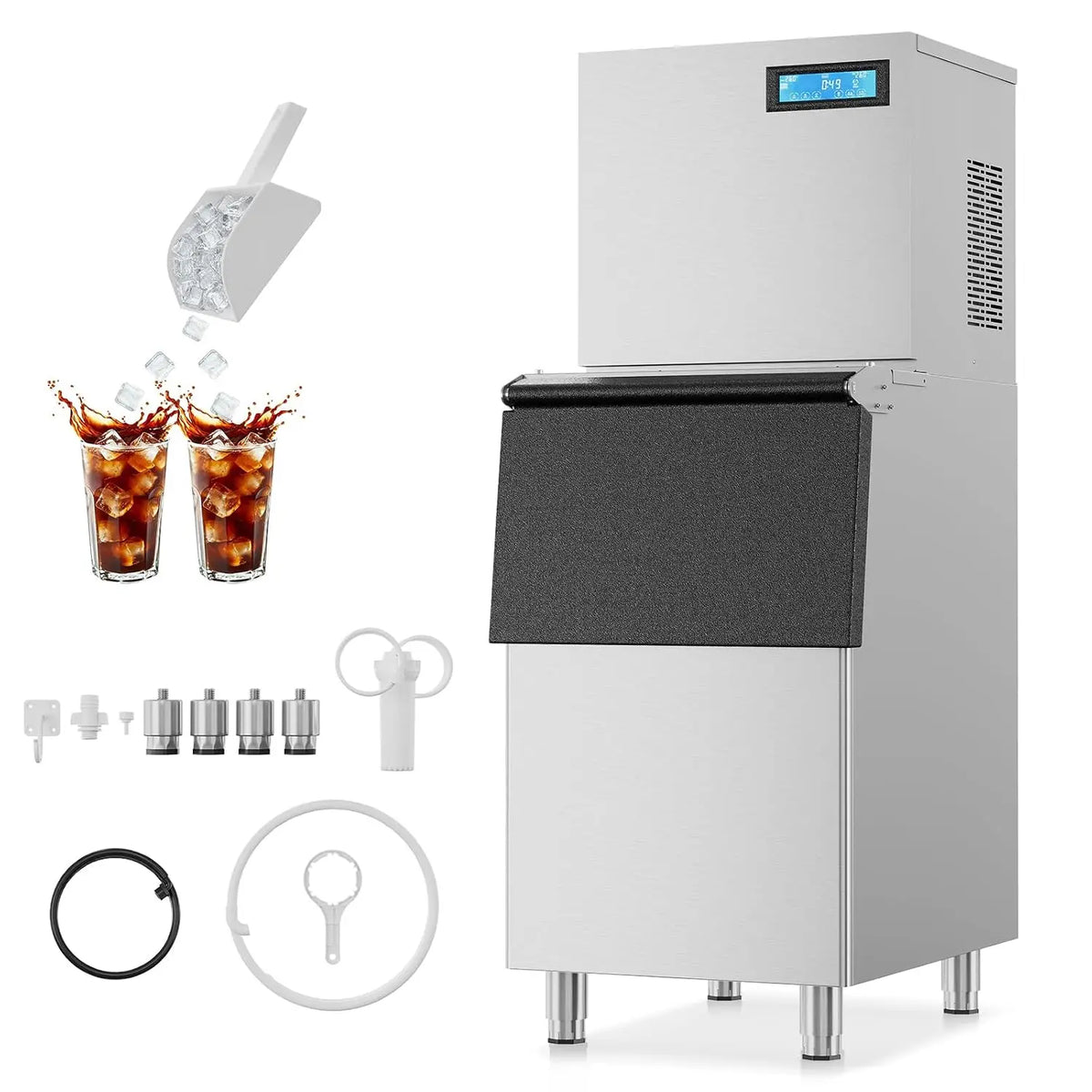 Commercial Ice Maker Machine 450LBS/24H AC110V/60Hz Stainless Steel Under Counter Ice Machine