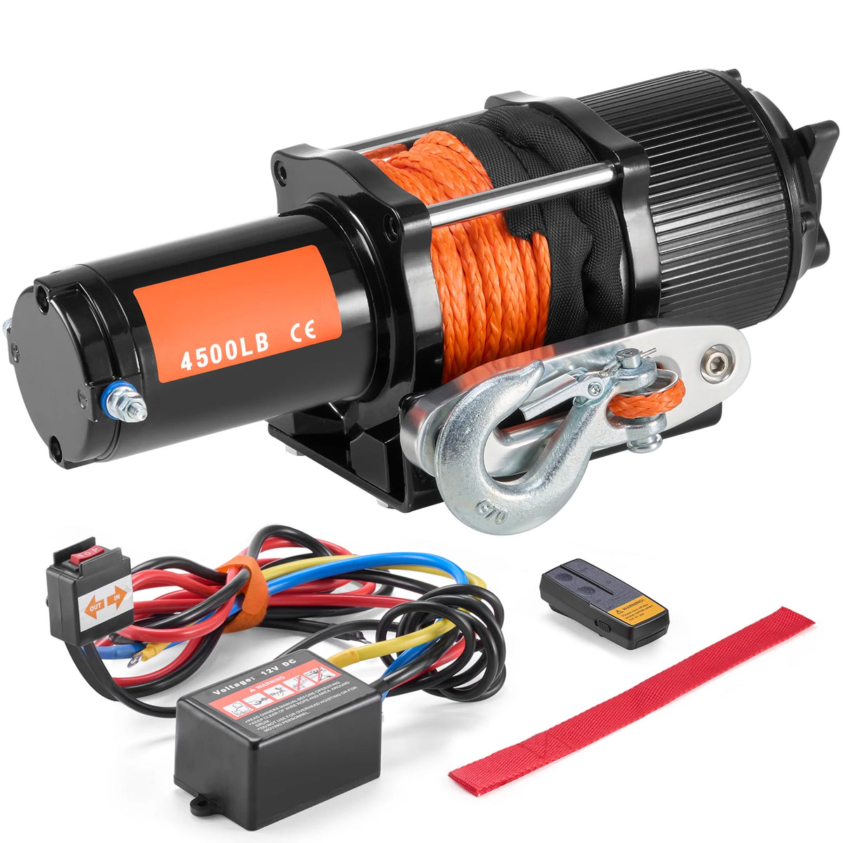 4500lbs ATV/UTV Electric Winch 12V  39ft Synthetic Rope Wireless  Remote Control IP55 Waterproof