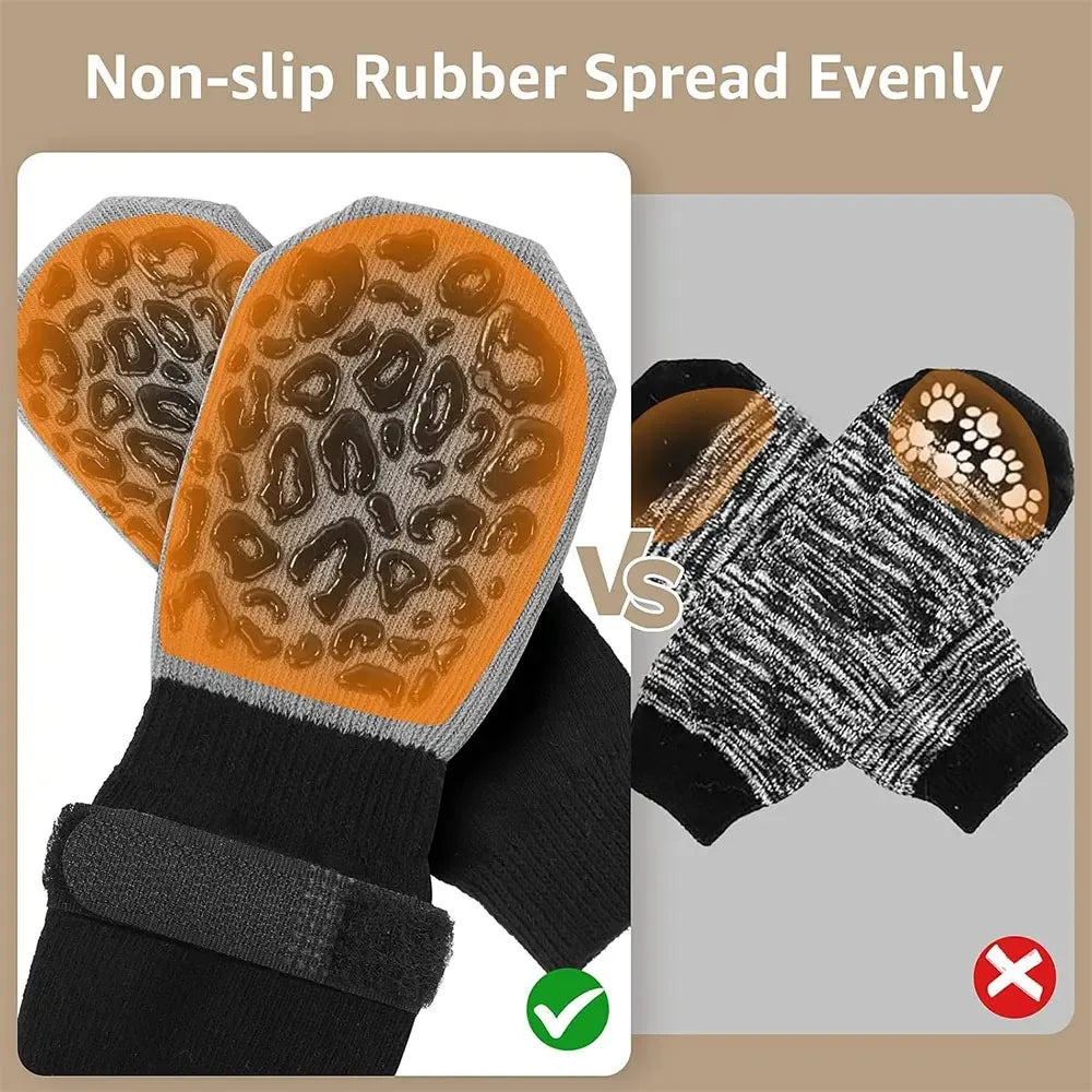 4-Pack Anti-Slip Dog Socks, Prevent of Hard Wooden Floors, Strong Grip, Paw Protection,