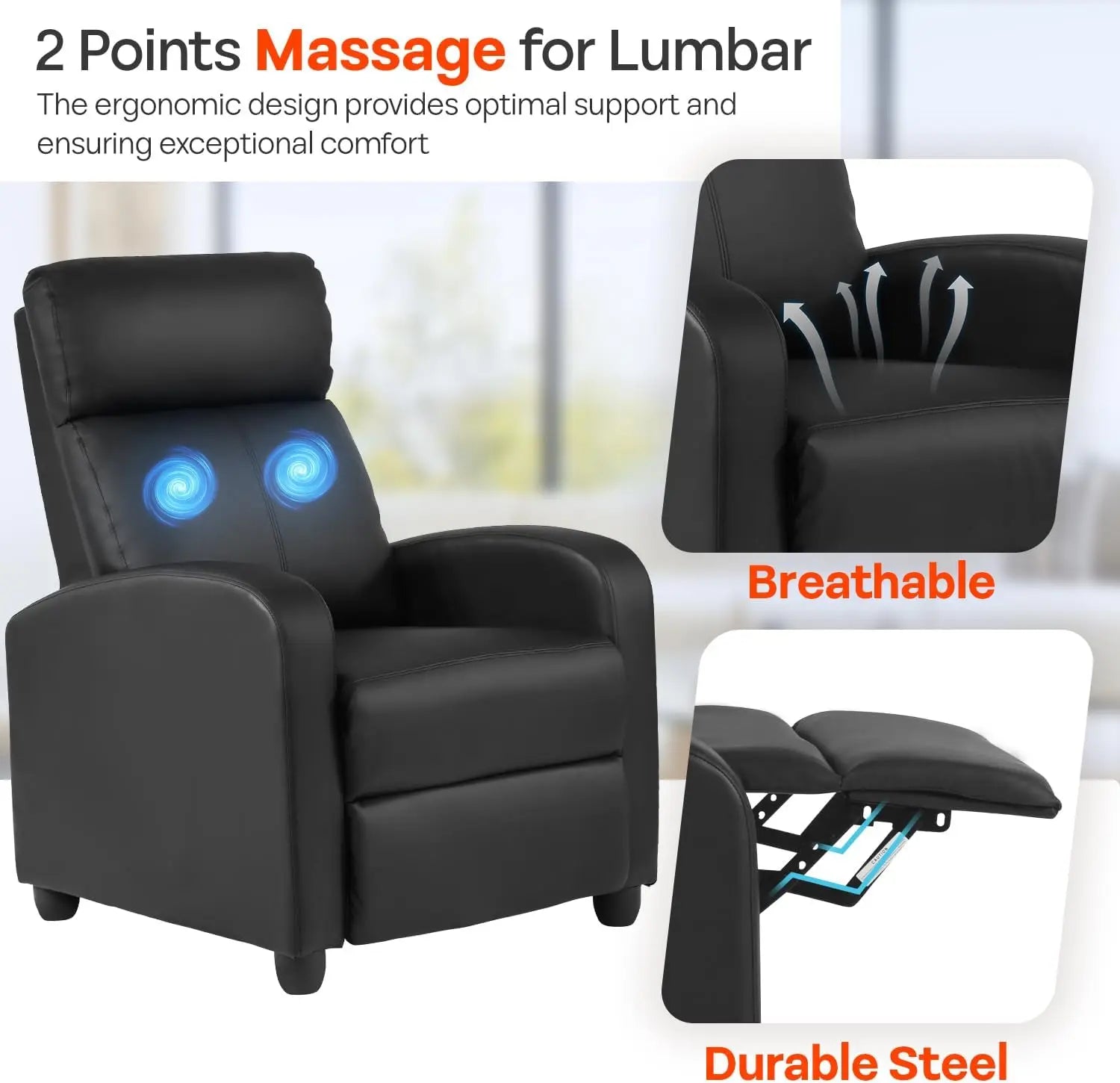 Massage Recliner Sofa  Lumbar