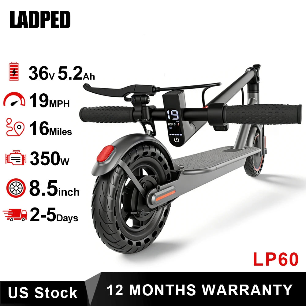 Electric Scooter Max 19mph Speed 8.5inch Tire  16 Miles Range