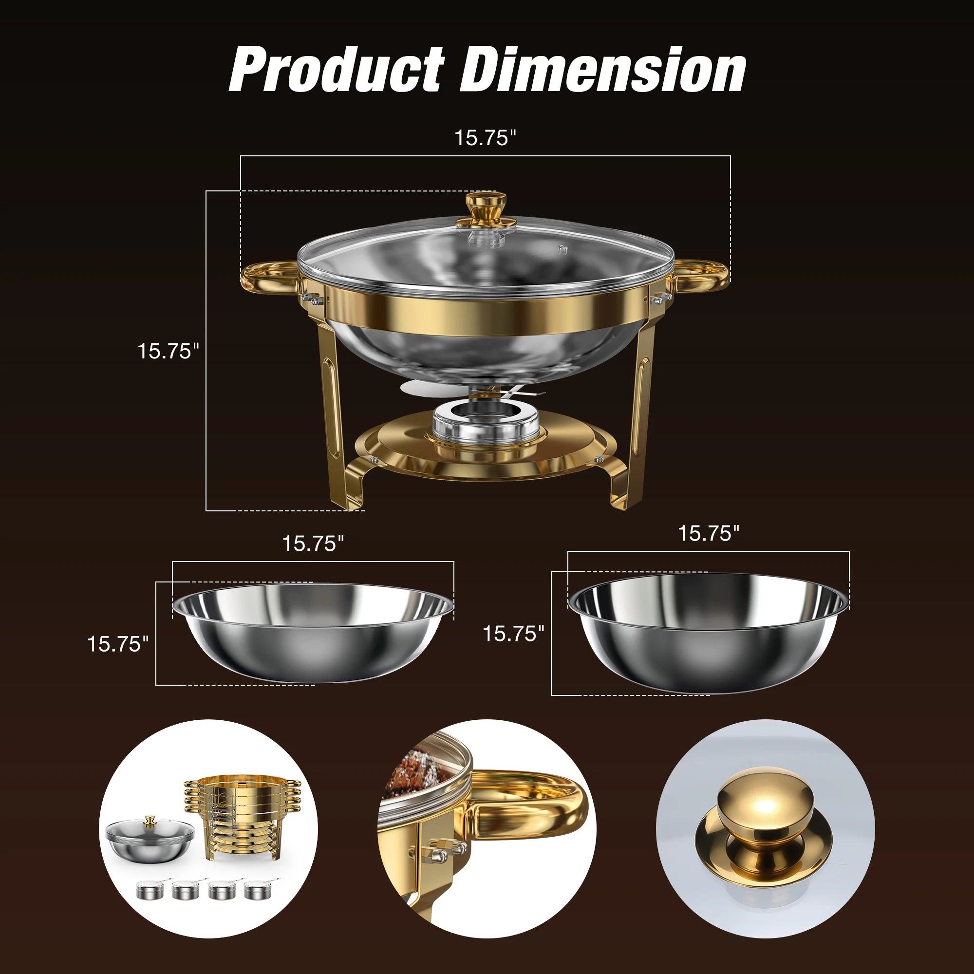 Chafing Dishes for Buffet 5QT Round Stainless Steel